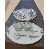 Lustre İncili Söz Nişan Tepsisi GRİ