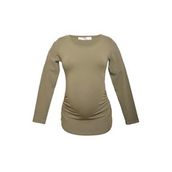 LuvmaBelly 2301-2309 Pamuklu Uzun Kollu Haki Hamile T-Shirt