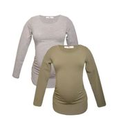 LuvmaBelly MYRA2304-2307 Gri Haki Hamile T-Shirt Seti
