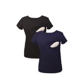 LuvmaBelly MYRA2501-2504 Siyah Lacivert Emzirme Hamile T-Shirt Seti