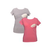 LuvmaBelly MYRA2503-2506 Gri Pembe Emzirme Hamile T-Shirt Seti