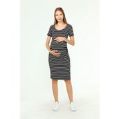 LuvmaBelly MYRA5330 Siyah Çizgili Hamile Elbisesi