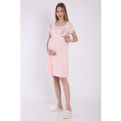 LuvmaBelly MYRA9680 Pembe Önden Bölmeli Dantelli Hamile Geceliği