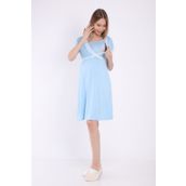 LuvmaBelly MYRA9681 Mavi Önden Bölmeli Dantelli Hamile Geceliği