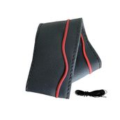 Lüx Desenli Deri Dikme Direksiyon Kılıfı 38-40Cm Siyah-Bordo Şeritli Ond377