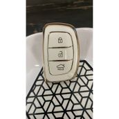 Lüx Hyundai Uyumlu Tucson Elentra Bayon Anahtarsız Çalıştırma Nano Anahtar Kılıfı Beyaz - Gold