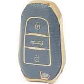 Lüx Peugeot 208 308 508 2008 3008 5008 Rifter Anahtar Kılıfı Gri Gold Altın Renk - Gri - Altın