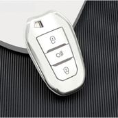 Lüx Peugeot 208 308 508 2008 3008 5008 Rifter Nano Anahtar Kılıfı Beyaz Gümüş Silver Renk Far Açmalı - Beyaz - Gümüş