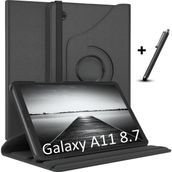 M.TK Moveteck Samsung Galaxy Tab A11 8.7 Inç 2025 Uyumlu Tablet Kılıfı 360 Dönebilen Standlı Korumalı Kapaklı + Dokunmatik Kalem 2in1 Set SM-X130 X133 X135 - Siyah