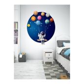 MAARS Bebek Çocuk Odası Mega Gezegen Balonlu Salıncakta Sallanan Astronot, Cam, Duvar Sticker