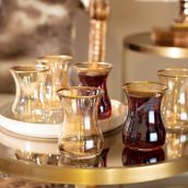 Madame Coco Caress 150 ml 6'lı Altın Yaldızlı Amber Çay Bardağı