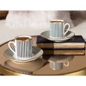 Madame Coco Evorde Mila 6 Kişilik Kahve Fincanı Seti - Siyah/beyaz - Siyah - Beyaz