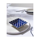 Madame Coco Reve Bleu Raye Kare Tabak - 12 cm - Mavi/Beyaz