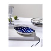 Madame Coco Reve Bleu Raye Oval Tabak - 19 cm - Mavi/Beyaz