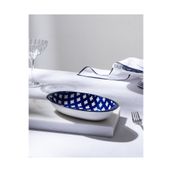 Madame Coco Reve Bleu Raye Oval Tabak - 22 cm - Mavi/Beyaz