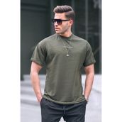 Madmext 6060 Haki Likralı Basic Erkek T-shirt