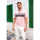 Madmext 6106 Pudra Desenli Polo Yaka Erkek T-shirt
