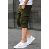Madmext 6332 Haki Kargo Cep Erkek Gabardin Kapri Şort