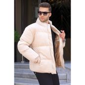 Madmext 6802 Taş Rengi Nubuk Erkek Şişme Mont