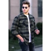 Madmext 9021 Haki İçi Kürklü Oduncu Erkek Gömlek