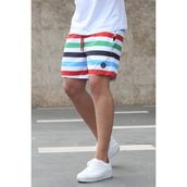 Madmext Çizgili Yüzme Şortu 2945 - Beyaz - Yeşil - Mavi - 2XL