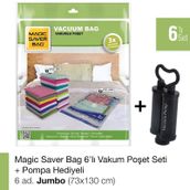 Magic Saver Bag 6'lı Set Jumbo Vakumlu Poşet