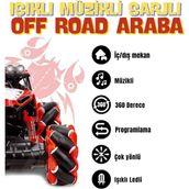 Magicway Müzikli Işıklı Sarjlı Drift Atan 4x4 Yüksek Performanslı 360° Dönen Yan Yan Giden Akrobat Off Road Arazi Aracı Oyuncak Araba - Kırmızı