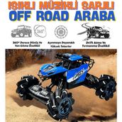 Magicway Müzikli Işıklı Sarjlı Drift Atan 4x4 Yüksek Performanslı 360° Dönen Yan Yan Giden Akrobat Off Road Arazi Aracı Oyuncak Araba - Mavi