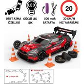 Magicway Şarjlı Işıklı Drift Drift Için Üretilmiş Araba 2.4ghz Uzaktan Kumandalı Değiştirilebilir Drift Lastikleri Yarış Arabası - Kırmızı