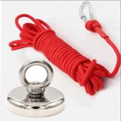 Magnet Fishing 36Mm Halatlı Güçlü Halkalı Neodyum Pot Mıknatıs