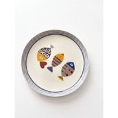 Maia Porselen 6'lı 19 cm Şef Balık Baskılı Pasta Tabağı Seti - Beyaz