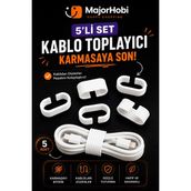 Major Hobi 5’li Kablo Toplayıcı Seti Kablo Düzenleyici Organizer Klips - Beyaz