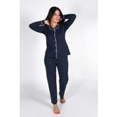 Malabadi 5007 Lacivert Puantiyeli Kadın Pijama Takımı