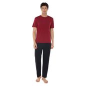 Malabadi Erkek Bisiklet Yaka Micro Modal Extra Yumuşak Yazlık Pijama Takımı 6030 (Bordo, XL)