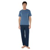 Malabadi Erkek Bisiklet Yaka Micro Modal Extra Yumuşak Yazlık Pijama Takımı 6030 (Mavi, M)
