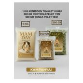 Mam Day Kemirgen Yem ve Kum Paketi 500 gr Yonca Peleti , 500 gr Proteinli Pelet Yem 1 kg kemirgen kumu
