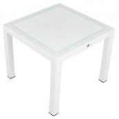 Mandella Elit Ratta Beyaz 90x90 cm Camlı Masa