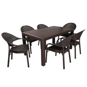 Mandella Elit Rattan 90x150 cm Elit Kahverengi Koltuk Masa Takımı