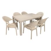 Mandella Elit Rattan 90x150 cm Eylül Çöl Beji Koltuk Masa Takımı