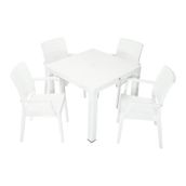 Mandella Elit Rattan 90x90 cm Elit Beyaz Koltuk Masa Takımı