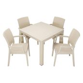 Mandella Elit Rattan 90x90 cm Elit Çöl Beji Koltuk Masa Takımı