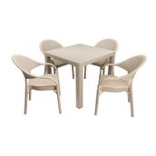 Mandella Elit Rattan 90x90 cm Eylül Çöl Beji Koltuk Masa Takımı