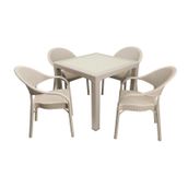 Mandella Elit Rattan 90x90 cm Eylül Koltuk Çöl Beji Camlı Masa Takımı
