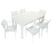 Mandella Wood 90x150 cm Cafe Beyaz Koltuk Masa Takımı