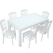 Mandella Wood 90x150 cm Silver Napolyon Camlı Sandalye Masa Takımı