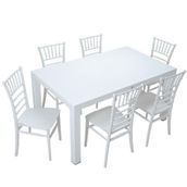 Mandella Wood 90x150 cm Silver Tifany Beyaz Sandalye Masa Takımı