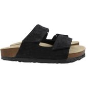 Manijero Vina Siyah Süet Deri Çift Cırtlı Kadın Terlik