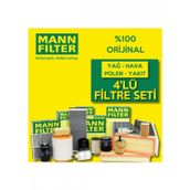 Mann Filter Fiat Egea 1.3 Euro 5 2016-2020 4'lü Filtre Bakım Seti