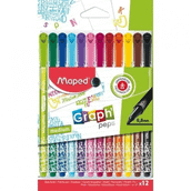 Maped 749652 0.8 mm Desenli 12'li Paket Fineliner Keçeli Kalem