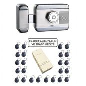 Marelli Sensörlü Motorlu Sessiz + Güvenli Manyetik Elektrikli Trajlı Apartman Kapı Kilidi Motorlu Otomat + Kartlı Sistemi + Trafosu + 25 Çip